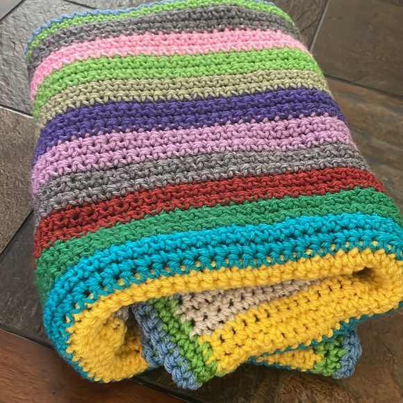 Blanket For One- Multi-Colors- Use for Favorite Chair-or Crib- New Crocheted - Picture 4 of 7